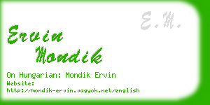 ervin mondik business card